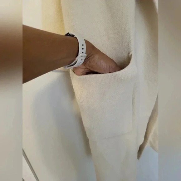 Unbranded Open Front Thick Soft Neutral Color Minimalist Midi Length Coat - Picture 7 of 9